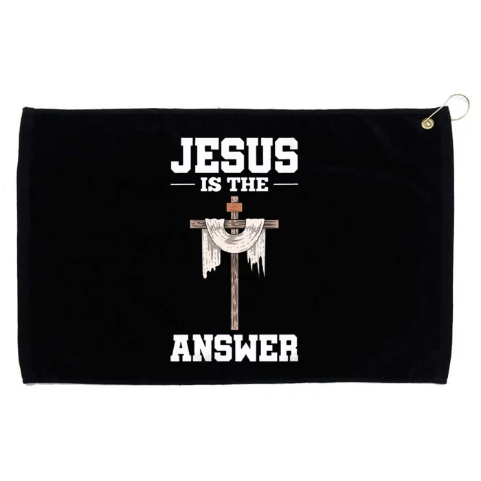 Js Is The Answer Cross Faith Christian God Savior Grommeted Golf Towel