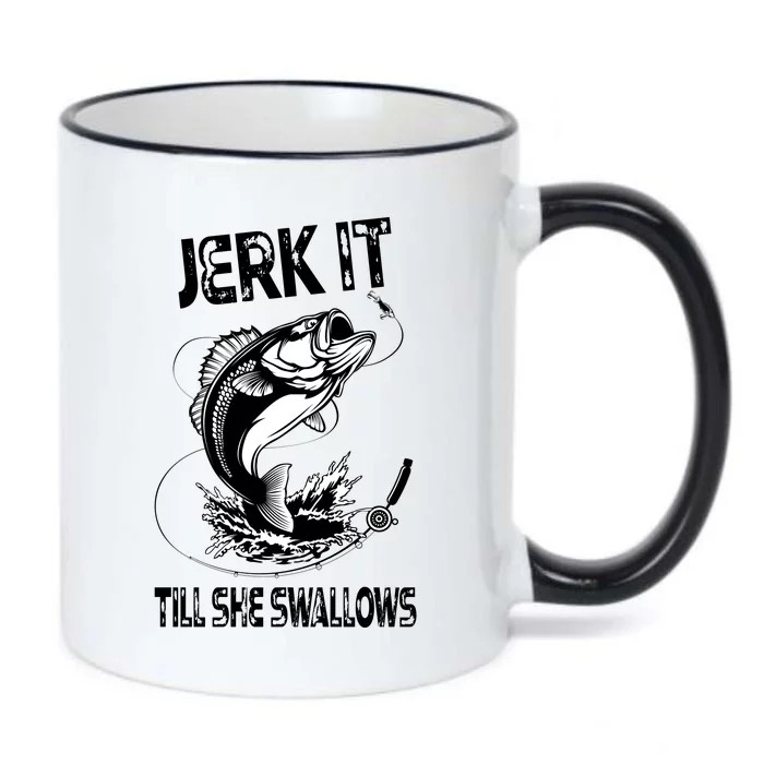 Jerk It Till She Swallows Funny Fishing Black Color Changing Mug