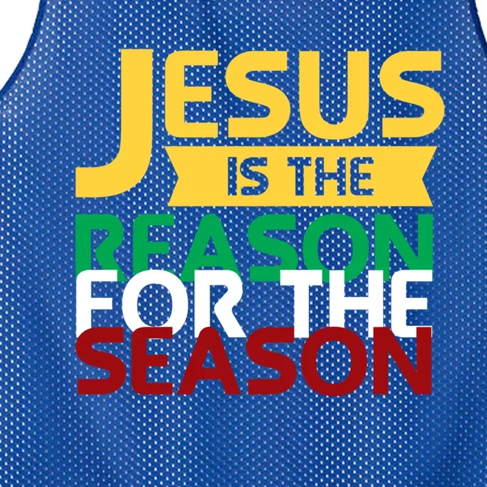 Jesus Is The Reason For The Season Christian Christmas Xmas Gift Mesh Reversible Basketball Jersey Tank