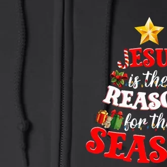 Jesus Is The Reason For The Season Tree Christmas Pajamas Full Zip Hoodie