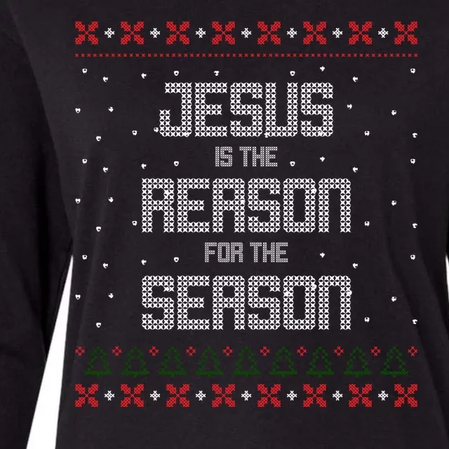 Jesus Is The Reason For The Season Ugly Christmas Sweater Womens Cotton Relaxed Long Sleeve T-Shirt