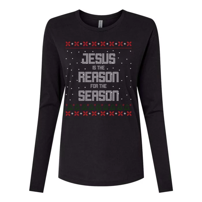 Jesus Is The Reason For The Season Ugly Christmas Sweater Womens Cotton Relaxed Long Sleeve T-Shirt