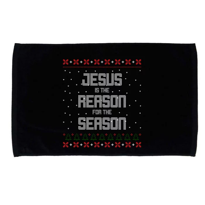 Jesus Is The Reason For The Season Ugly Christmas Sweater Microfiber Hand Towel