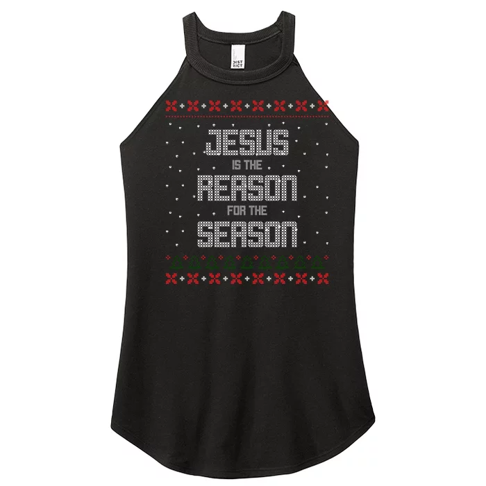 Jesus Is The Reason For The Season Ugly Christmas Sweater Women’s Perfect Tri Rocker Tank