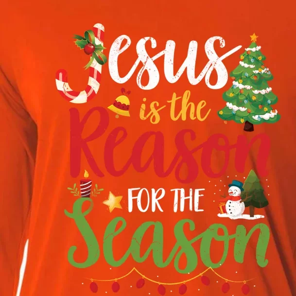 Jesus Is The Reason For The Season Christmas Christian Funny Gift Cooling Performance Long Sleeve Crew