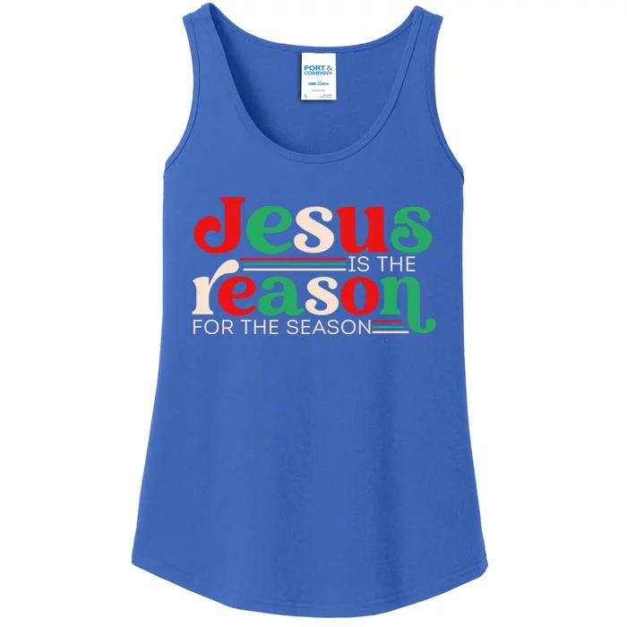 Jesus Is The Reason For The Season Christmas Christian Retro Cute Gift Ladies Essential Tank