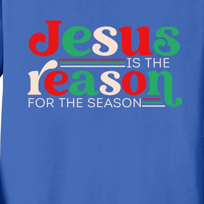 Jesus Is The Reason For The Season Christmas Christian Retro Cute Gift Kids Long Sleeve Shirt