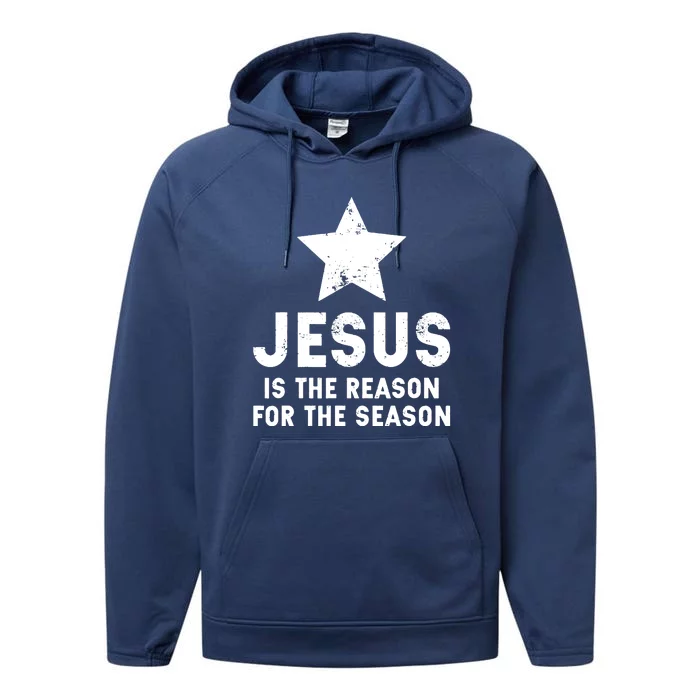 Jesus Is The Reason For The Season Christian Christmas Xmas Performance Fleece Hoodie