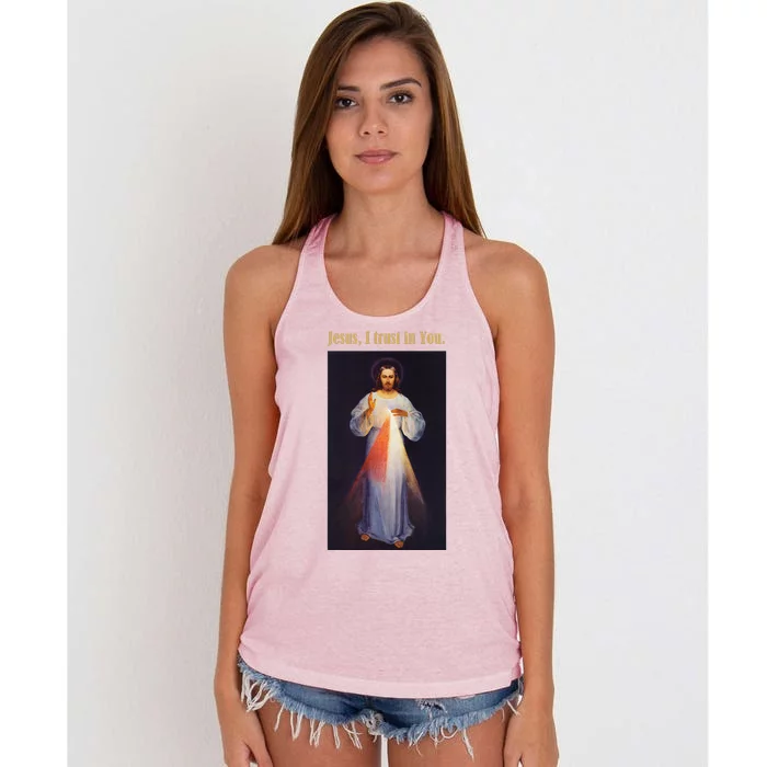 Jesus I Trust In You Divine Mercy Women's Knotted Racerback Tank