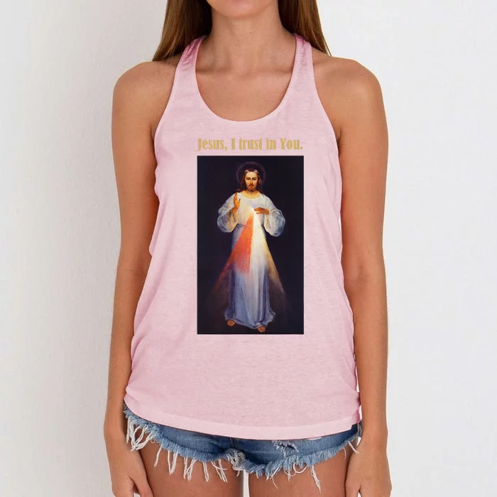 Jesus I Trust In You Divine Mercy Women's Knotted Racerback Tank