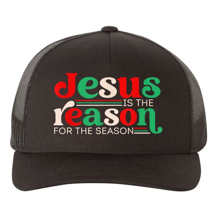 Jesus Is The Reason For The Season Christmas Christian Retro Yupoong Adult 5-Panel Trucker Hat