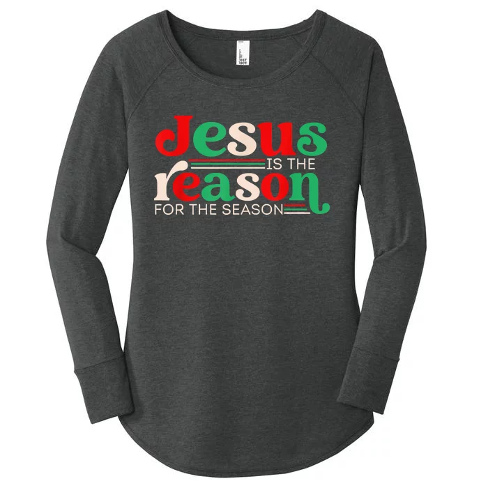 Jesus Is The Reason For The Season Christmas Christian Retro Women's Perfect Tri Tunic Long Sleeve Shirt