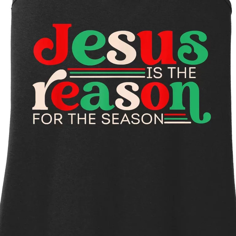 Jesus Is The Reason For The Season Christmas Christian Retro Ladies Essential Tank