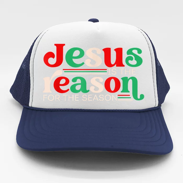 Jesus Is The Reason For The Season Christmas Christian Retro Trucker Hat