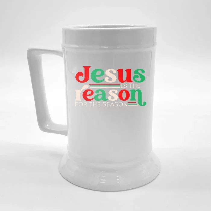 Jesus Is The Reason For The Season Christmas Christian Retro Front & Back Beer Stein