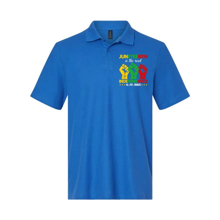 Juneteenth Is The Real Independence Day 1865 Freedom Pride Softstyle Adult Sport Polo