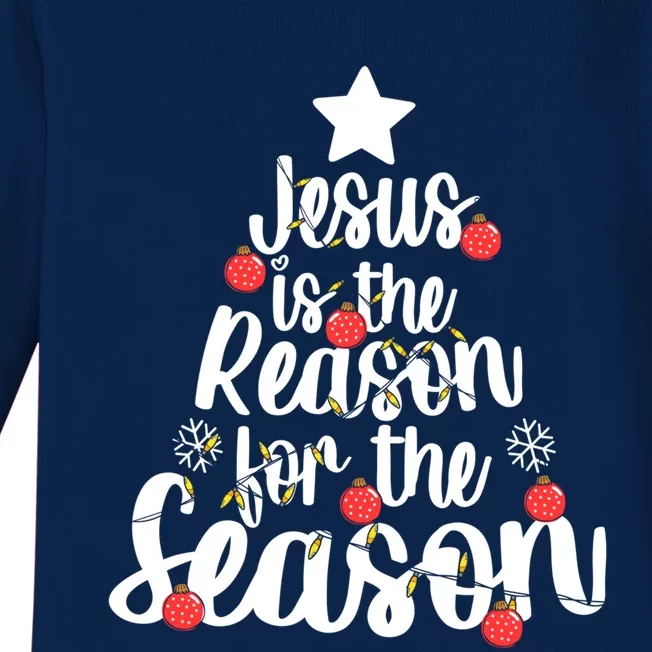 Jesus Is The Reason For The Season Christmas Day Xmas Gift Baby Long Sleeve Bodysuit