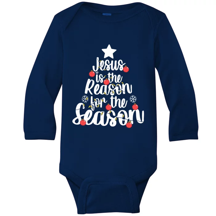 Jesus Is The Reason For The Season Christmas Day Xmas Gift Baby Long Sleeve Bodysuit