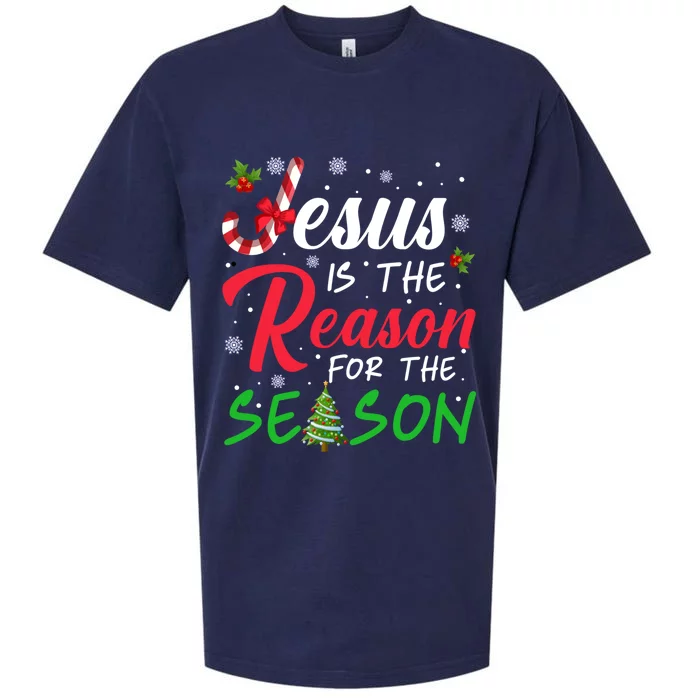 Jesus Is The Reason For The Season Christmas Funny Christian Gift Sueded Cloud Jersey T-Shirt