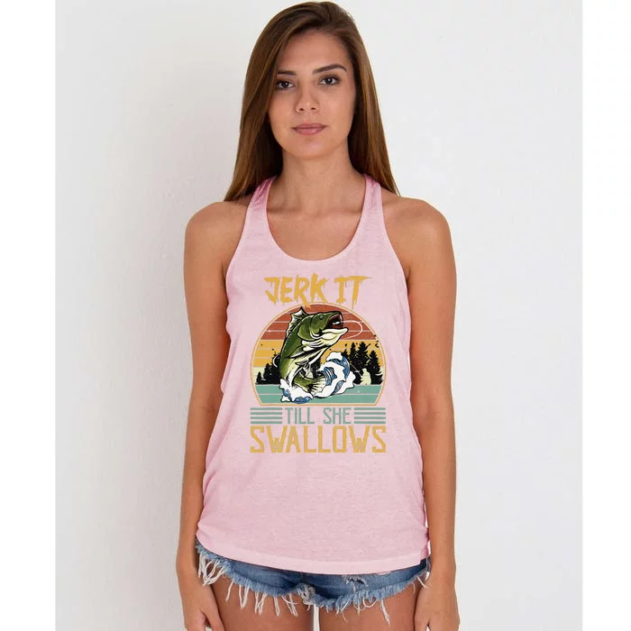 Jerk It Till She Swallows Women's Knotted Racerback Tank