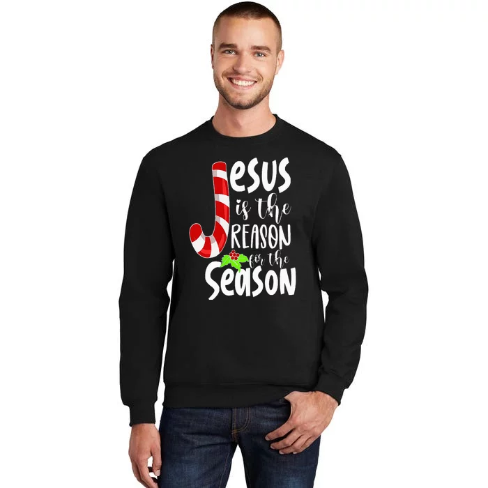 Jesus Is The Reason For The Season Christian Santa Christmas Tall Sweatshirt