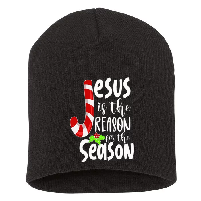 Jesus Is The Reason For The Season Christian Santa Christmas Short Acrylic Beanie