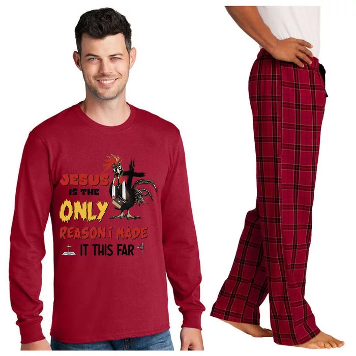 Jesus Is The Only Reason I Made It This Far Chicken Vicar Long Sleeve Pajama Set