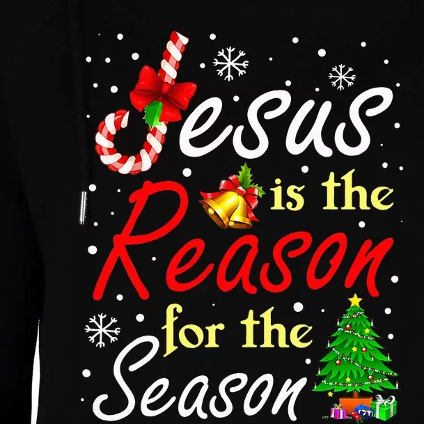 Jesus Is The Reason For The Season Funny Christmas Pajamas Womens Funnel Neck Pullover Hood