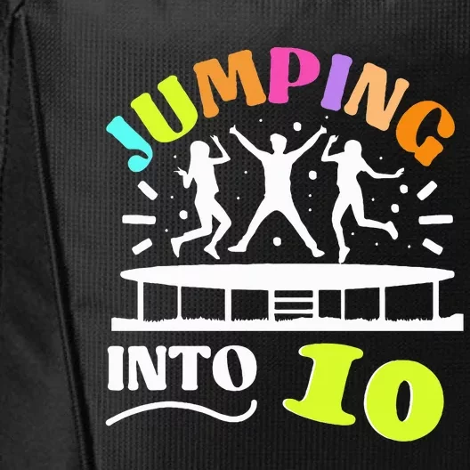 Jumping Into Ten 10 Year Old Trampoline Jumper Birthday City Backpack