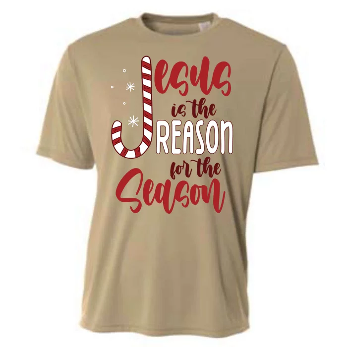 Jesus Is The Reason For The Season Candy Cane Christmas Cooling Performance Crew T-Shirt