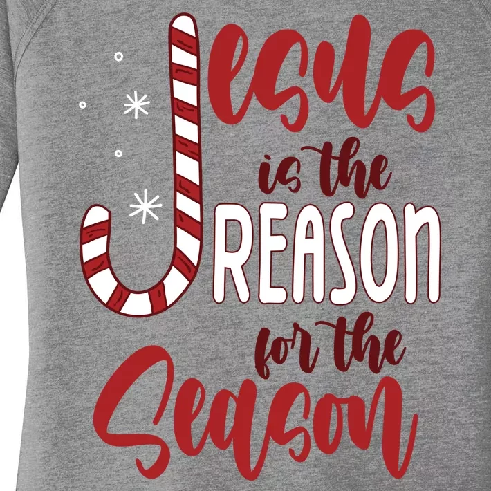 Jesus Is The Reason For The Season Candy Cane Christmas Women's Perfect Tri Tunic Long Sleeve Shirt