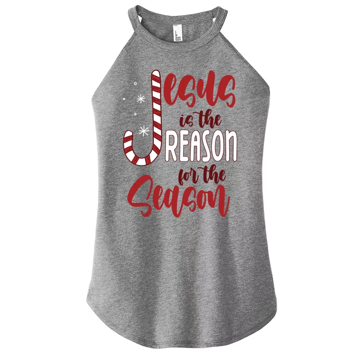 Jesus Is The Reason For The Season Candy Cane Christmas Women’s Perfect Tri Rocker Tank