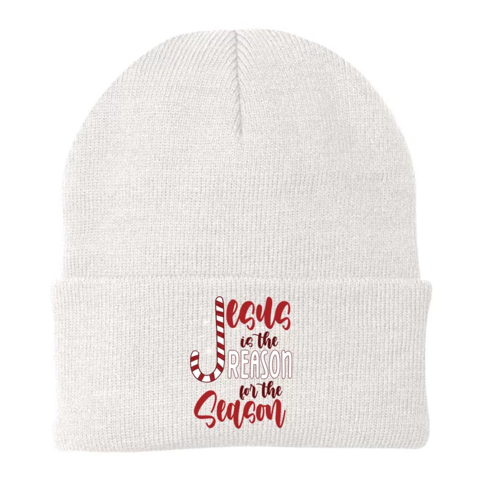 Jesus Is The Reason For The Season Candy Cane Christmas Knit Cap Winter Beanie