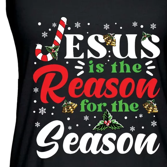 Jesus Is The Reason For The Season Christmas Xmas Christian Ladies Essential Flowy Tank