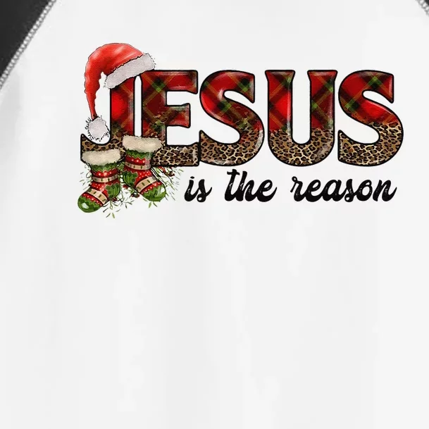 Jesus Is The Reason Santa Hat Christmas Pjs Xmas Pajamas Toddler Fine Jersey T-Shirt