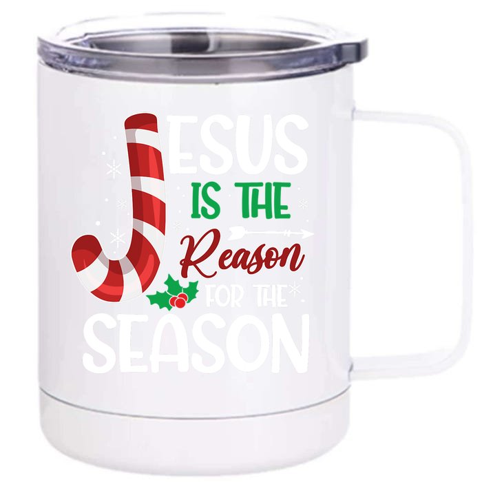 Jesus Is The Reason For The Season Xmas Christian Christmas Gift Front & Back 12oz Stainless Steel Tumbler Cup