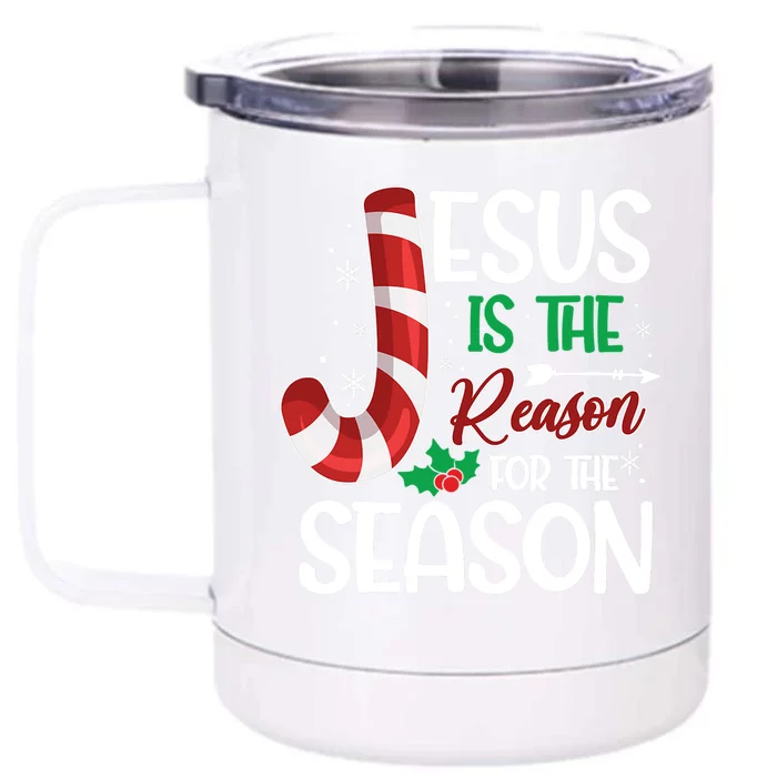 Jesus Is The Reason For The Season Xmas Christian Christmas Gift Front & Back 12oz Stainless Steel Tumbler Cup