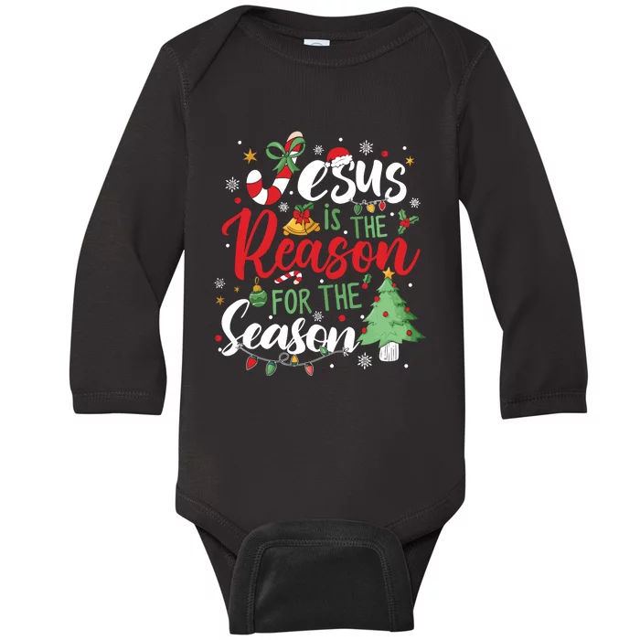 Jesus Is The Reason For The Season Christmas Baby Long Sleeve Bodysuit