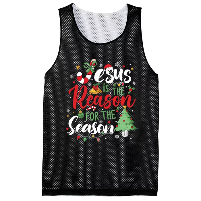 Jesus Is The Reason For The Season Christmas Mesh Reversible Basketball Jersey Tank