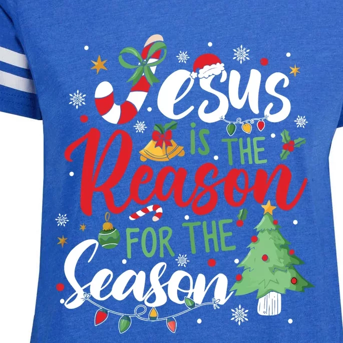 Jesus Is The Reason For The Season Christmas Enza Ladies Jersey Football T-Shirt