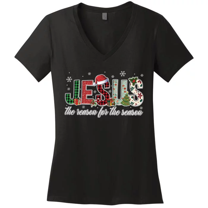 Jesus Is The Reason Jesus Christmas Women's V-Neck T-Shirt