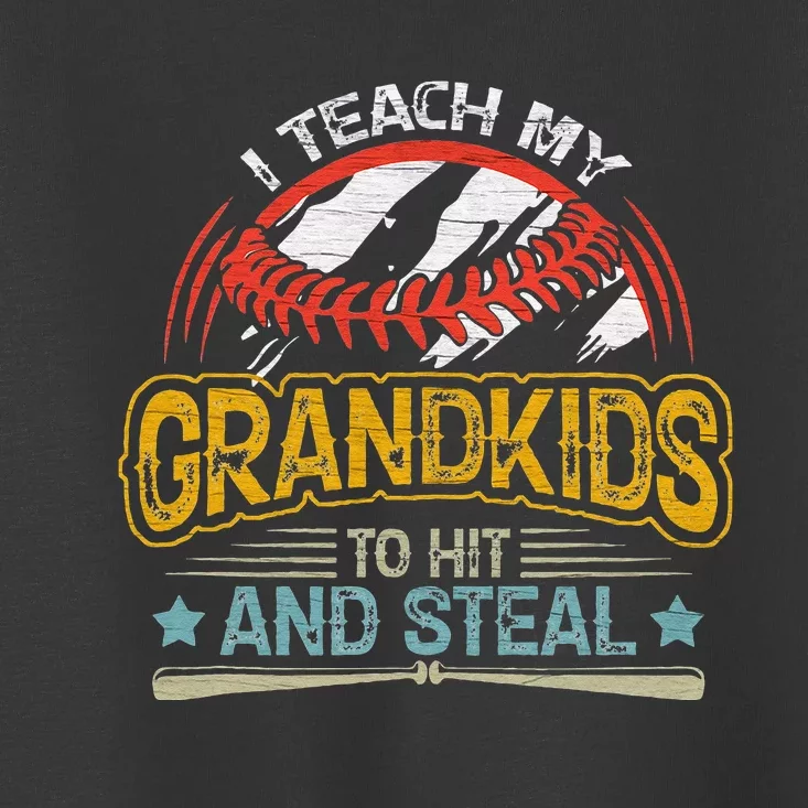 J5R0 I Teach My Grandkids Hit And Steal Retro Baseball Lover Toddler T-Shirt