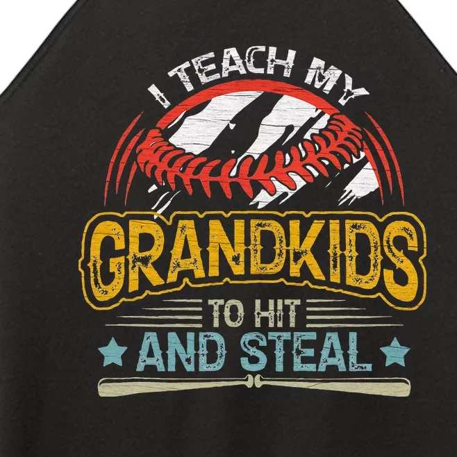 J5R0 I Teach My Grandkids Hit And Steal Retro Baseball Lover Women’s Perfect Tri Rocker Tank