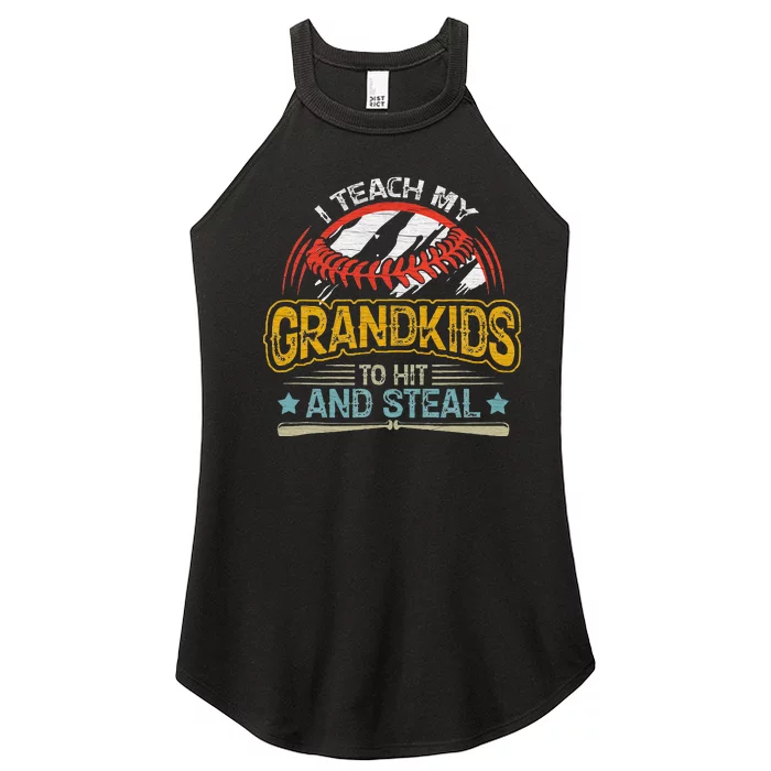 J5R0 I Teach My Grandkids Hit And Steal Retro Baseball Lover Women’s Perfect Tri Rocker Tank