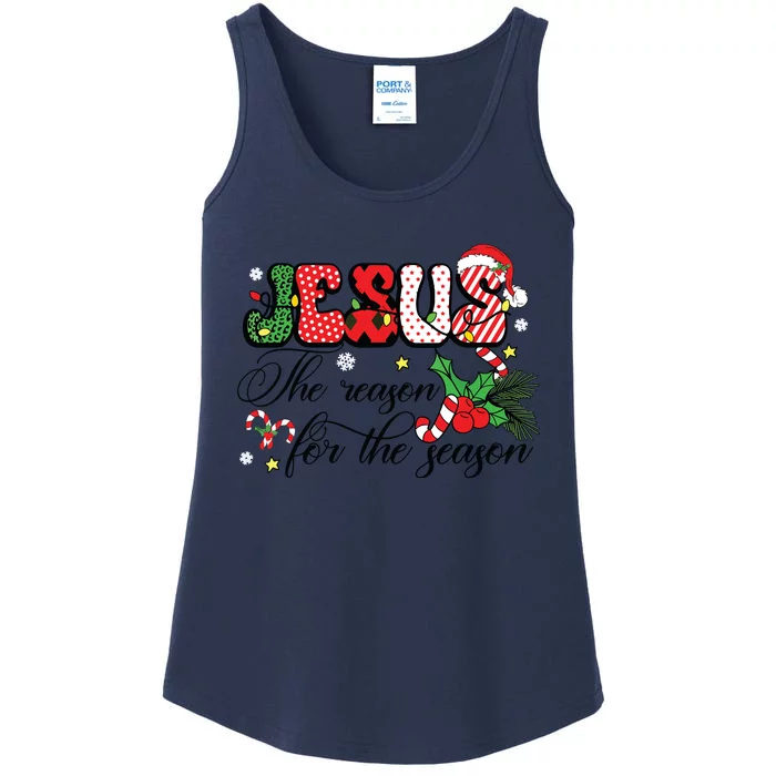 Jesus Is The Reason For The Season Christian Christmas Ladies Essential Tank