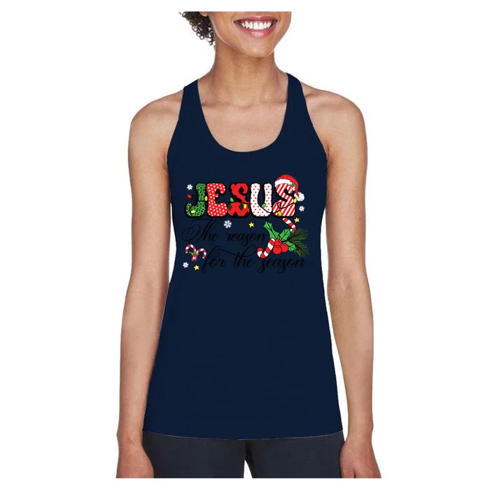 Jesus Is The Reason For The Season Christian Christmas Women's Racerback Tank