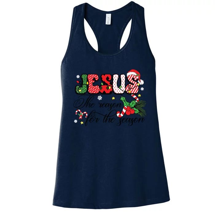 Jesus Is The Reason For The Season Christian Christmas Women's Racerback Tank