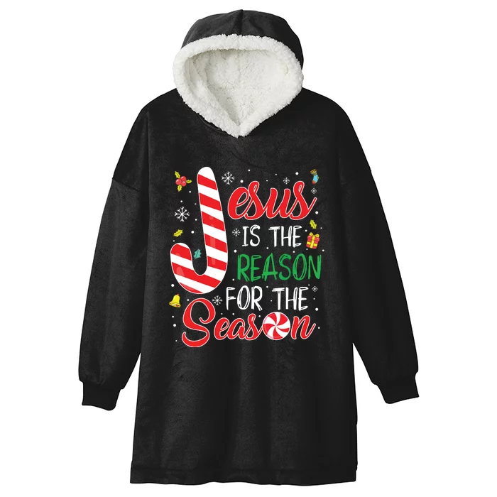 Jesus Is The Reason For The Season Christmas Pajama Gifts Hooded Wearable Blanket