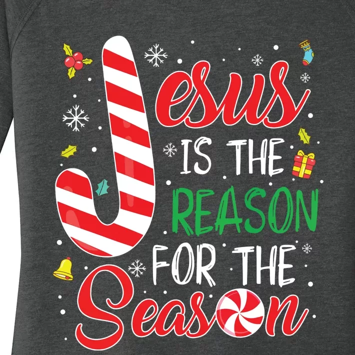 Jesus Is The Reason For The Season Christmas Pajama Gifts Women's Perfect Tri Tunic Long Sleeve Shirt