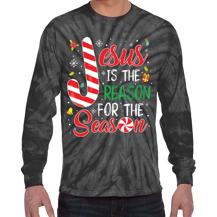 Jesus Is The Reason For The Season Christmas Pajama Gifts Tie-Dye Long Sleeve Shirt